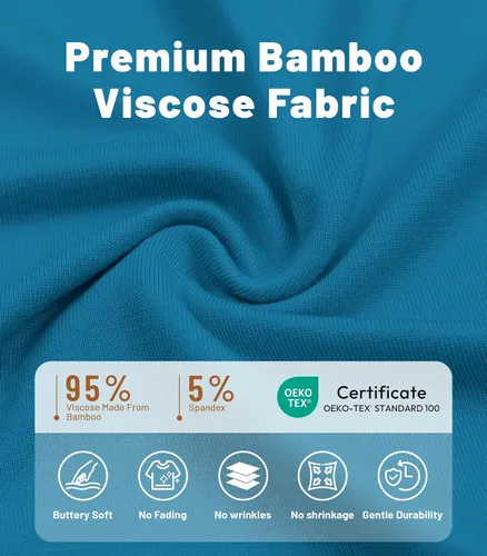 Vista 5 de NACHILA Bamboo Viscose Nightgowns for Women Cooling Short Sleeve Sleepshirt A-verde azulado azul