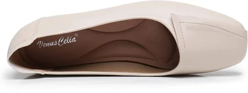 Vista 4 de VenusCelia - Zapatos bajos de baile para mujer Beige (Beige PU)