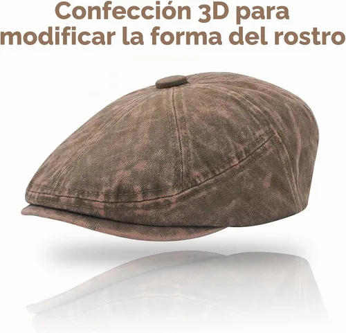 Vista 3 de Newsboy Flat Cap for Men Women, Adjustable Washed Cotton Hat #B36-café