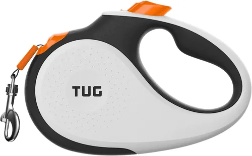 Vista 22 de TUG Monochrome XL 360° Correa retráctil libre de enredos para perros 26 pies de cinta de nailon resistente Freno de una sola mano, pausa y Negro