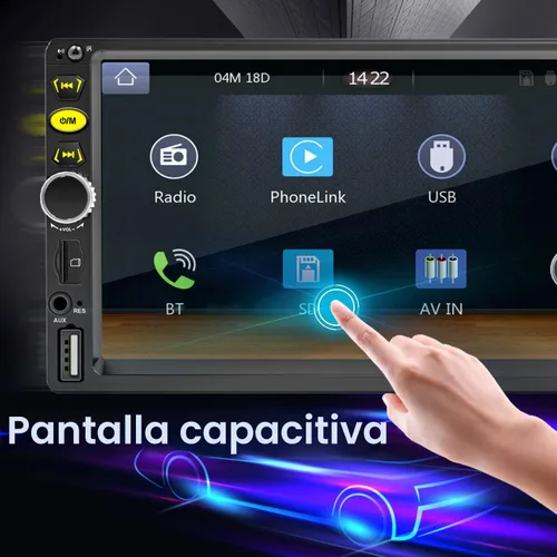Vista 7 de Estéreo de coche de 7" con pantalla táctil de doble DIN con Apple CarPlay, estéreo de coche Bluetooth de 7" con cámara de respaldo, controles