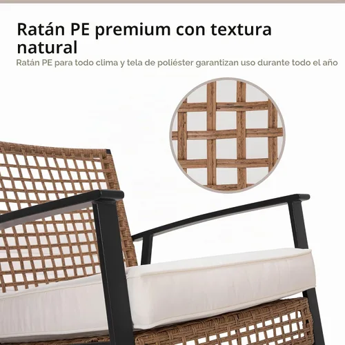 Vista 7 de LAUSAINT HOME Mecedora de mimbre para exteriores, silla de patio de gran tamaño, cómoda silla mecedora con cojín grueso, silla moderna y acogedora