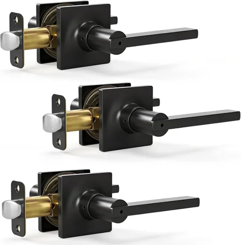 Vista 24 de HOSOM Dummy Door Handle,2 Pack Closets,French Double Doors Knobs Levers Negro mate