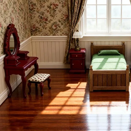 Vista 4 de Cama en miniatura de casa de muñecas con cajón 1:12, muebles de madera europeos para dormitorio, accesorios de ropa de cama con almohada