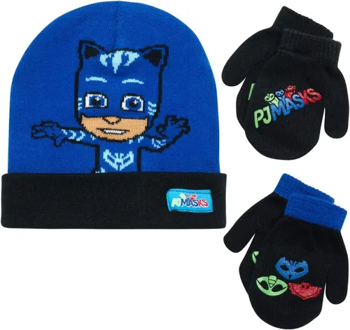 Vista 11 de PJ Masks Conjunto de gorro de invierno y 2 pares de guantes o mitones (edad 2-7)