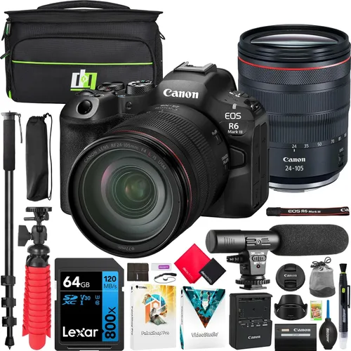 Vista 12 de Canon EOS R6 Mark III Mirrorless Camera (Body) 7084C002 Bundle with Lexar Premium 64GB SDXC Memory Card, Deco Essentials Camera Bag and Corel Photo