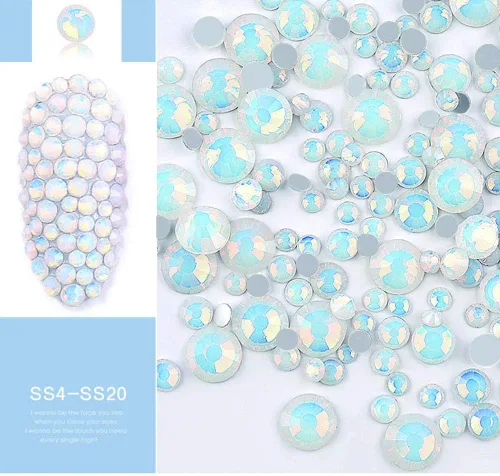 Vista 6 de DAODER Paquete de 4 diamantes de imitación de ópalo brillantes para uñas 3D, diamantes de imitación de cristal y dijes, decoración de uñas, gemas