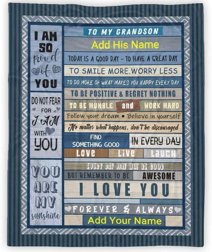 Vista 18 de Manta personalizada con nombre de nieto de la abuela y el abuelo de 40 x 50 pulgadas, regalo personalizado con nombre de niño, manta de baloncesto