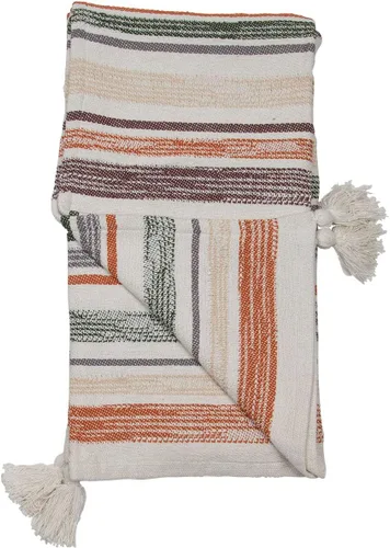 Vista 2 de Foreside Home & Garden - Manta de algodón tejida a mano multicolor de 50 x 60 pulgadas con borlas atadas a mano
