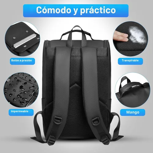 Vista 5 de Mochila vintage para laptop para hombres y mujeres, mochila de viaje de 15.6 pulgadas, mochilas impermeables de negocios y universidades, mochilas