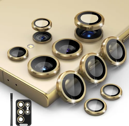 Vista 12 de Para Galaxy S24 Ultra Protector de lente de cámara Anillo de aleación de aluminio individual 9H Vidrio templado Accesorios decorativos Cubierta