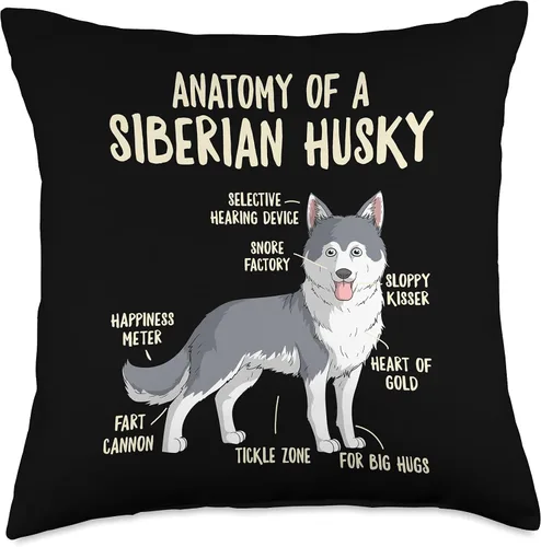 Vista 4 de Hilarious Doggos Puppies & Memes Anatomy of A siberian Husky Dog Owner Puppy - Almohada divertida y bonita, 16 x 16 pulgadas, multicolor