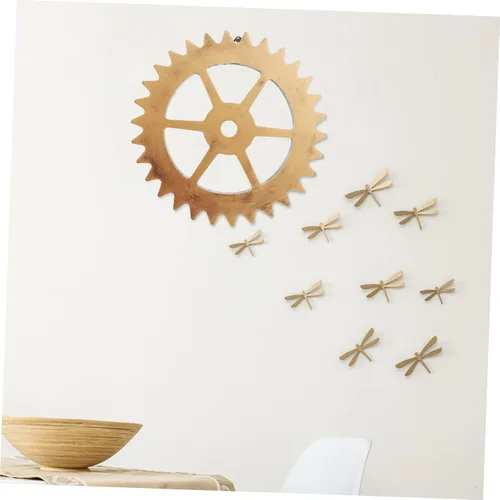 Vista 5 de LIFKICH 2Pcs Gear Wall Sculptures with Retro Gold Finish Creative Gear Shape Ornaments for Home Office to Install and Clean
