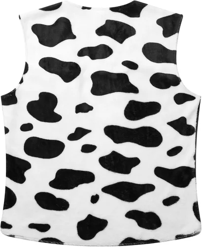 Vista 5 de Disfraz de Halloween para hombre, chaleco con estampado de vaca, sin mangas, frente abierto, abrigos cortos