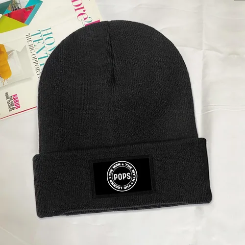 Vista 2 de Zuriohalk pops The Man The Myth The Legend Beanie Hat Funny Beanie Hat for Adults Soft Winter Hat Cuffed