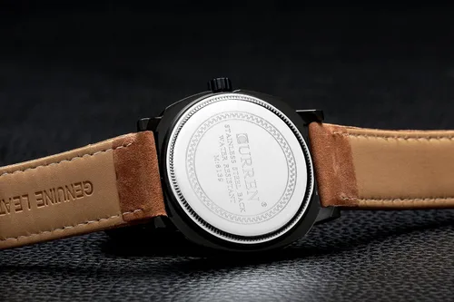 Vista 6 de CURREN Reloj luminoso de cuarzo para hombre, de lujo, con correa de cuero deportiva