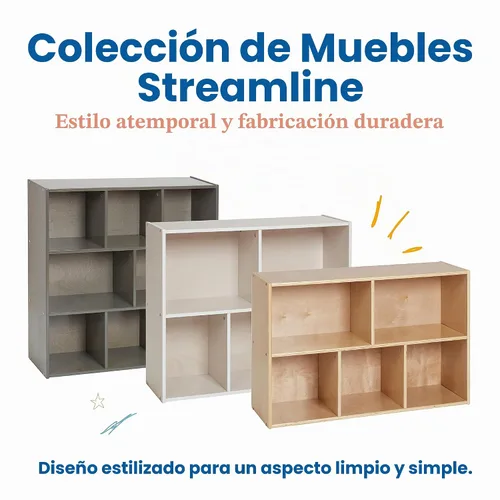 Vista 10 de ECR4Kids Streamline - Armario de almacenamiento de 8 compartimentos, 36 pulgadas, muebles de aula, natural
