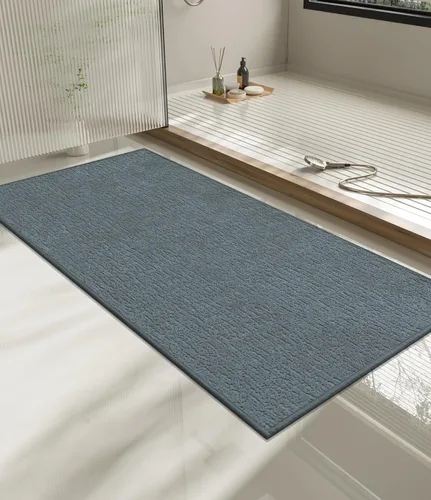 Vista 92 de Chakme Juego de 2 alfombras de baño ultrafinas, absorbentes, antideslizantes, lavables a máquina, color negro, 17 x 24 pulgadas / 17 x 30 pulgadas