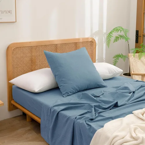 Vista 75 de BESTOUCH 100% Algodón Lavado Funda de Almohada para Cabello y Piel, Sensación de Lino, Suave, Cómoda, Transpirable, Juego de 2 Fundas de Almohada