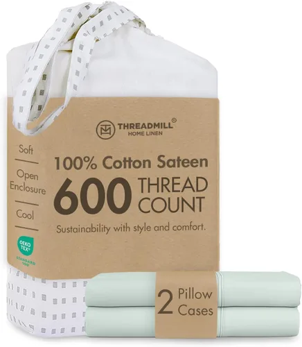 Vista 15 de Threadmill Home Linen Fundas de Almohada Estándar - 100% Algodón Natural 600 Número de Hilos, Juego de 2 Fundas de Almohada Damasco Gris Oscuro