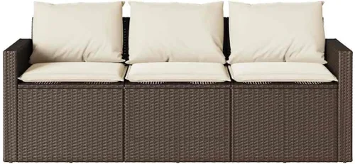 Vista 6 de 3-Seater Outdoor PE Rattan Sofa for Garden Patio, Brown