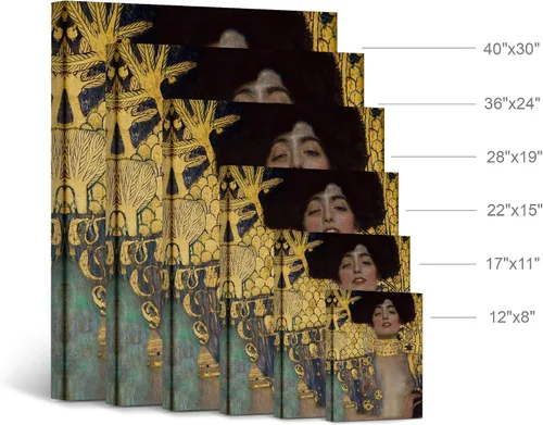 Vista 4 de Smile Art Design Judith y la cabeza de Holofernes por Gustav Klimt - Lienzo decorativo para pared, pintura de arte famoso, pinturas al óleo, arte