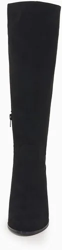 Vista 4 de Coutgo Botas altas de gamuza sintética para mujer, con cremallera lateral, tacón grueso, elásticas, botas de invierno