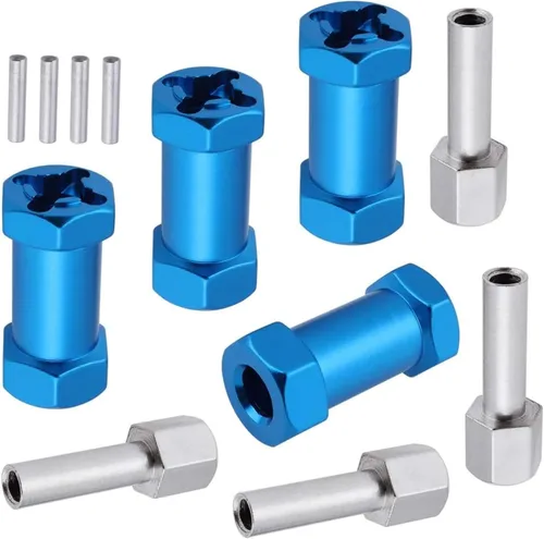 Vista 14 de Hobbypark - Paquete de 4 cubos de transmisión hexagonal de rueda de 0.472 in, acoplador combinador de aluminio, extensión de desplazamiento de 0.591