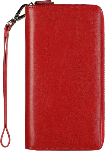 Vista 56 de Lavemi Pequeña cartera compacta para mujer, con bloqueo RFID, de piel auténtica, plegable, con ventanas de identificación, negro, (1- Black)
