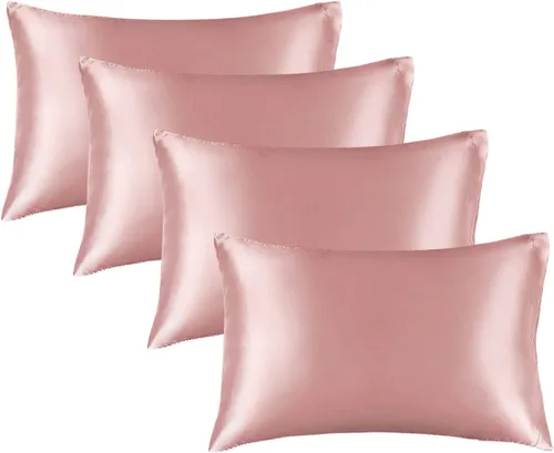 Vista 100 de BEDELITE Funda de almohada de satén para cabello y piel, súper suave y refrescante similar a las fundas de almohada de seda, paquete de 2 con cierre