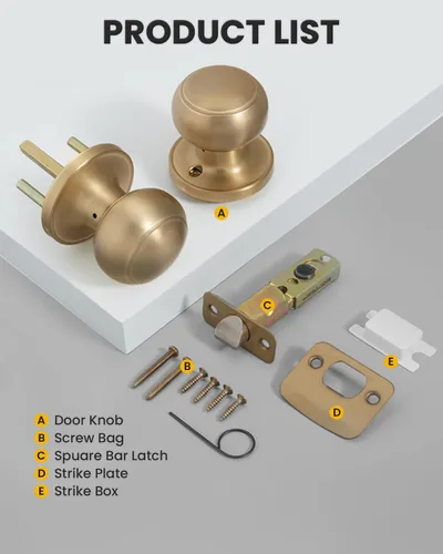 Vista 9 de Goldenwarm Pomos de puerta de paso de bronce champán, 1 paquete de pomos para puerta de armario interior, juego de perillas de puerta de paso