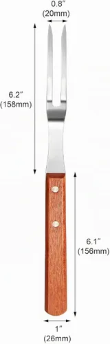 Vista 4 de New Star Foodservice Tenedor para barbacoa de grado comercial, mango de madera (13 pulgadas)