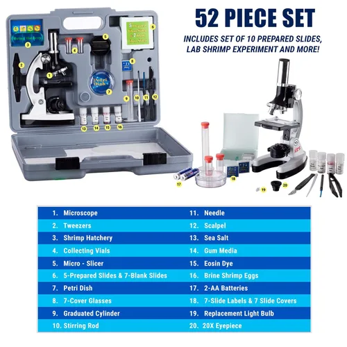 Vista 4 de AmScope Kit STEM de microscopio para principiantes (M30-ABS-KT2-W) + kit mágico de ciencia de National Geographic