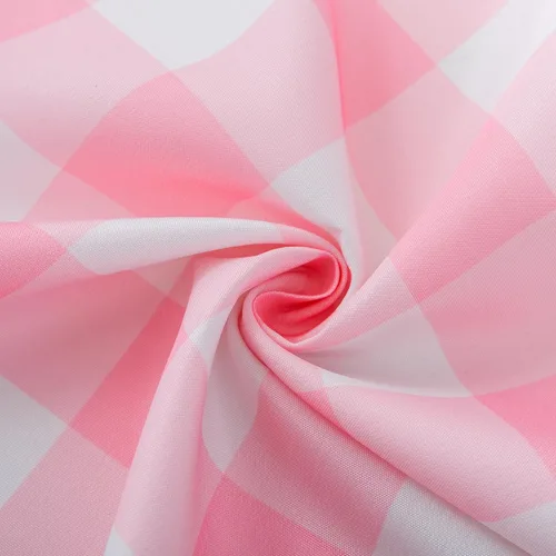 Vista 9 de Mantel Redondo Rosa de 60 Pulgadas Mantel a Cuadros Gingham - Cubierta de Mesa de Poliéster Rosa y Blanco a Cuadros Plaid Reutilizable Resistente al