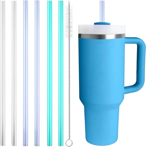Vista 12 de Popote de repuesto compatible con Stanley Quencher de 40 onzas, vaso de 30 onzas, popotes reutilizables extra largos de 12 pulgadas para vasos de 40
