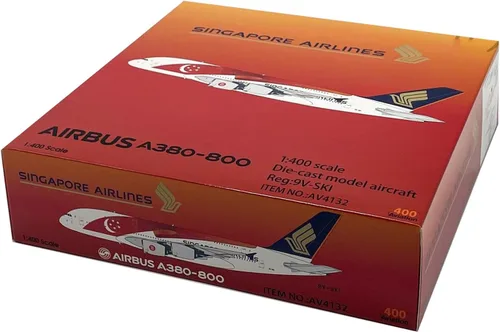 Vista 7 de Modelo de aleación de avión fundido a presión, modelo de avión 1/400 Singapore Airlines A380-800, juguetes y decoraciones para adultos, 7.9 x 4.6