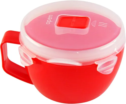 Vista 11 de Home-X Juego de 2 cuencos para microondas con tapa, tazón de ramen apto para microondas con ventilación de liberación de vapor y clips de fácil
