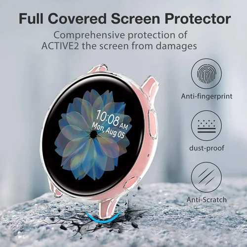 Vista 3 de Paquete de 4 fundas protectoras de pantalla compatibles con Samsung Galaxy Watch Active 2 de 1.575 pulgadas (1.575 pulgadas) de silicona protectora