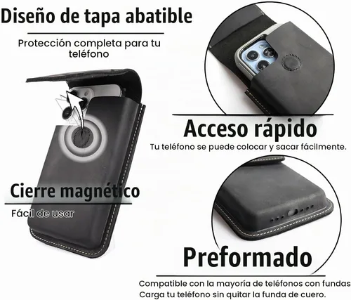 Vista 3 de Topstache Funda de cuero para teléfono con clip para cinturón, funda de cuero grande para iPhone 17Pro, 17, 16Pro, 16, funda con tapa para teléfono