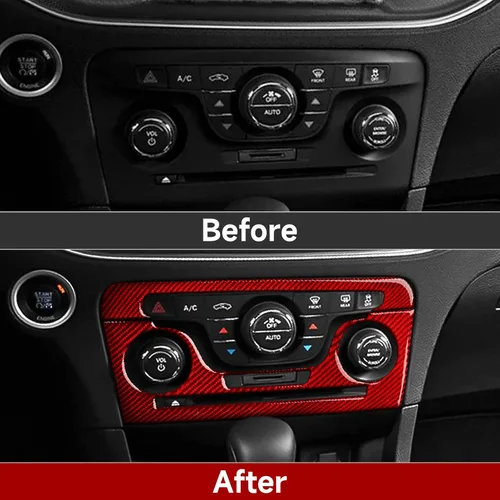 Vista 3 de Para 2011 2012 2013 2014 Dodge Charger Accesorios Consola central Aire Acondicionado Interruptor de Volumen Panel de Fibra de Carbono Pegatina
