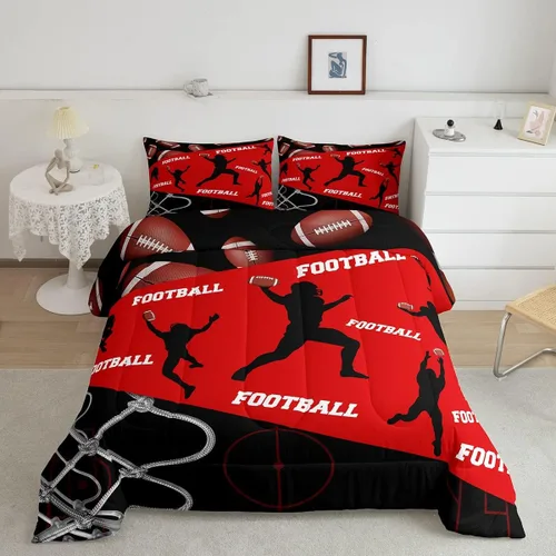 Vista 9 de Erosebridal Juego de edredón de béisbol para adolescentes y jóvenes, juegos de ropa de cama geométricos negros y grises para regalo para niños