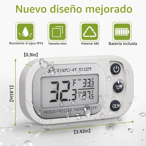 Vista 6 de Termómetro digital para refrigerador, paquete de 2 unidades, termómetro impermeable para refrigerador y congelador, termómetro con pantalla LCD