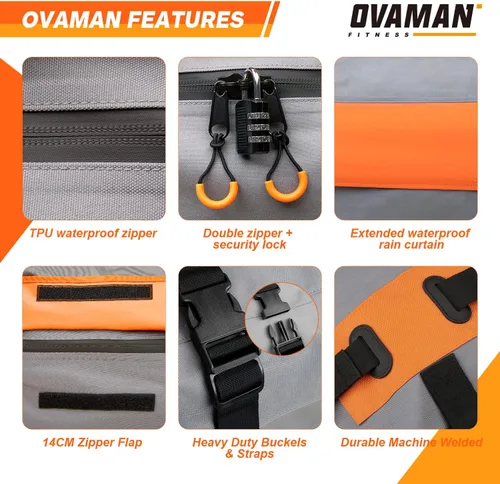 Vista 5 de Bolsa de carga para techo de automóvil – 20 pies cúbicos, impermeable, resistente, bolsa para techo 900D para todos los vehículos SUV con/sin