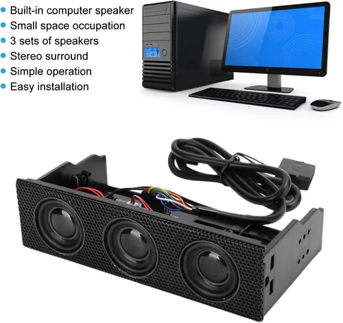 Vista 2 de Zopsc 5.25in Panel frontal USB PC Panel frontal Altavoz estéreo envolvente computadora caso incorporado Mic altavoz STW9005