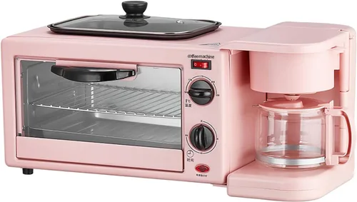 Vista 11 de Máquina de desayuno casera multifuncional 3 en 1, mini horno, cafetera (negro)