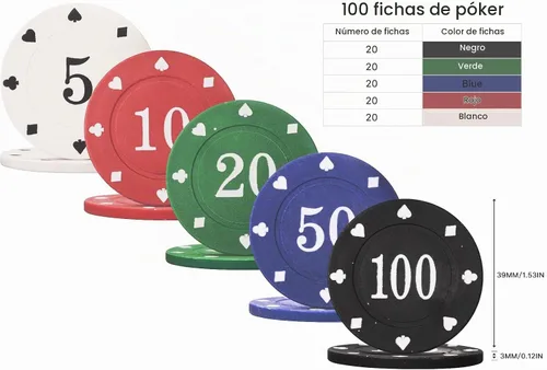 Vista 2 de Professional Poker Chips Set, Denomination Poker Chips with Dice Striped Pattern for Card Blackjack Games & Parties - 100 Pieces Grande