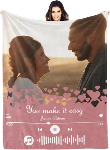 Vista 23 de D-Story Manta personalizada con fotos con cualquier texto - Mantas con imágenes personalizadas para Navidad, cumpleaños, regalos para parejas