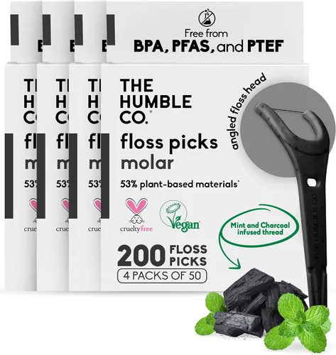 Vista 10 de The Humble Co. Porta-hilo dental natural (200 unidades) – Hilo dental vegano, ecológico y sostenible para el cuidado bucal – Ayuda a eliminar