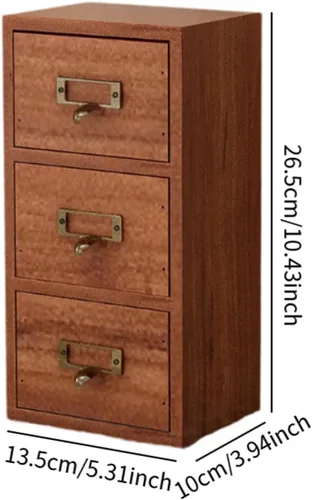 Vista 3 de Caja de almacenamiento de cajones de madera, organizador multiusos, gabinete de almacenamiento de té, compartimento de joyería, gabinete de mesa 3