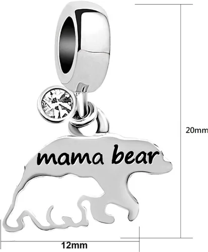 Vista 2 de KunBead Mama Bear Mom - Abalorio de cuentas para pulseras para mujer, piedra natal, cuentas de cristal